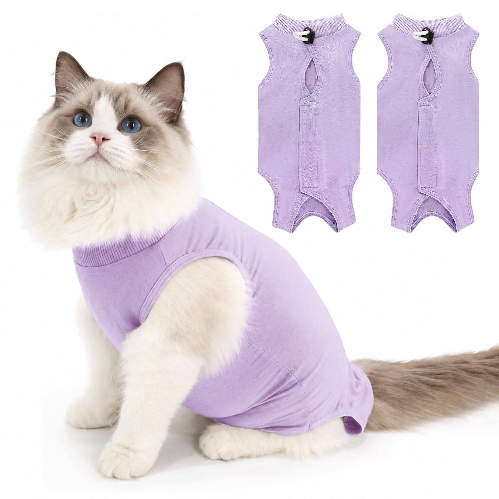 2 PCS Cat Recovery Suit Cat Surgery Recovery Suit Breathable onesie Soft And Comfortable Fabric Post Surgery Restoration Suit For Wound Care.