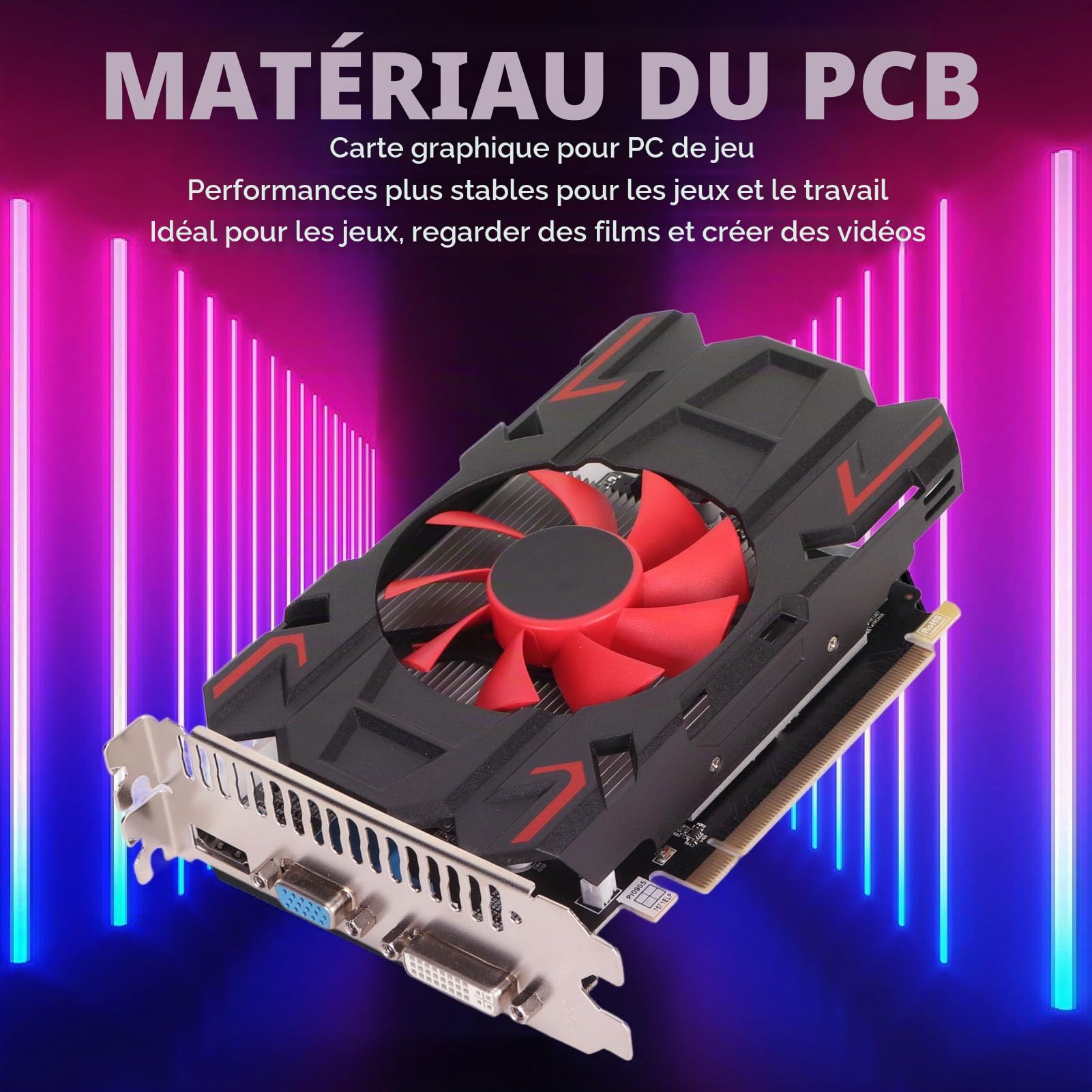 Cuifati Carte Graphique Radeon HD 7670, Carte Graphique GDDR5 4 Go 128 Bits 1800 MHz GPU 2K Carte Vidéo PCI Express 2.0 16X, HDML/DP/DVI pour Accessoires Informatiques de Bricolage