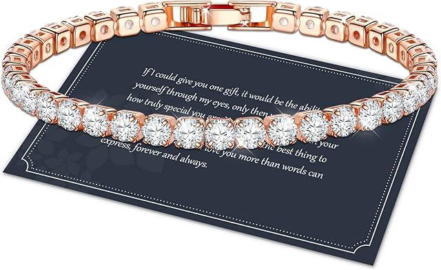 J.Fée 4MM Women Bracelet,Sterling Silver Tennis Bracelet for Women S925 Adjustable Bracelet Zircon Bracelet with Gift Box,Friend Bracelet,Silver,Gold,Rose Gold,17-19 CM,Gift for Mom