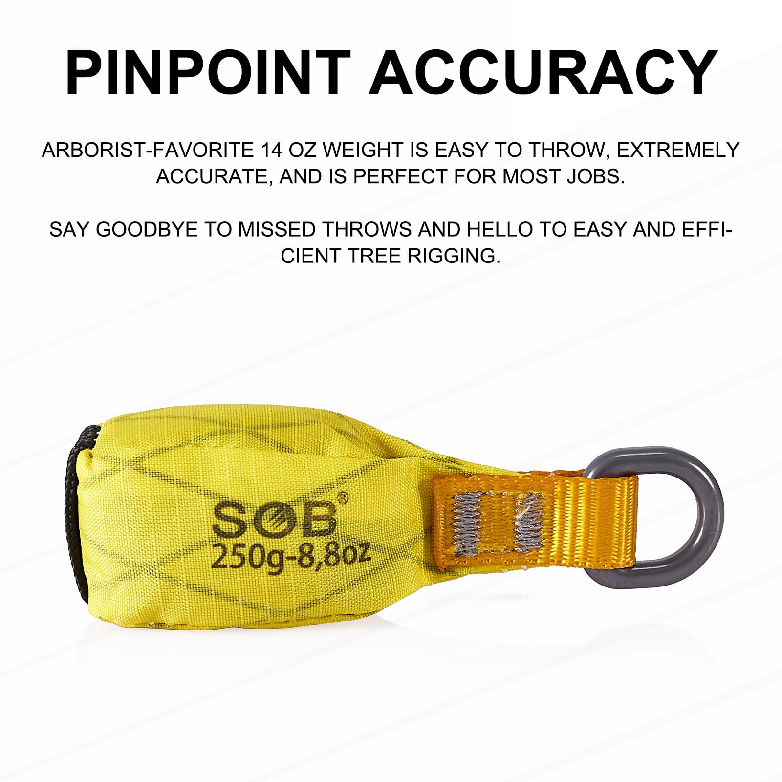 SOB Kit Arboriste avec Corde Glissante 60m, Poids & Sac Réfléchissant - Idéal Taille d’Arbres, Camping, Élagage (Yellow, 60m Rope-250g)