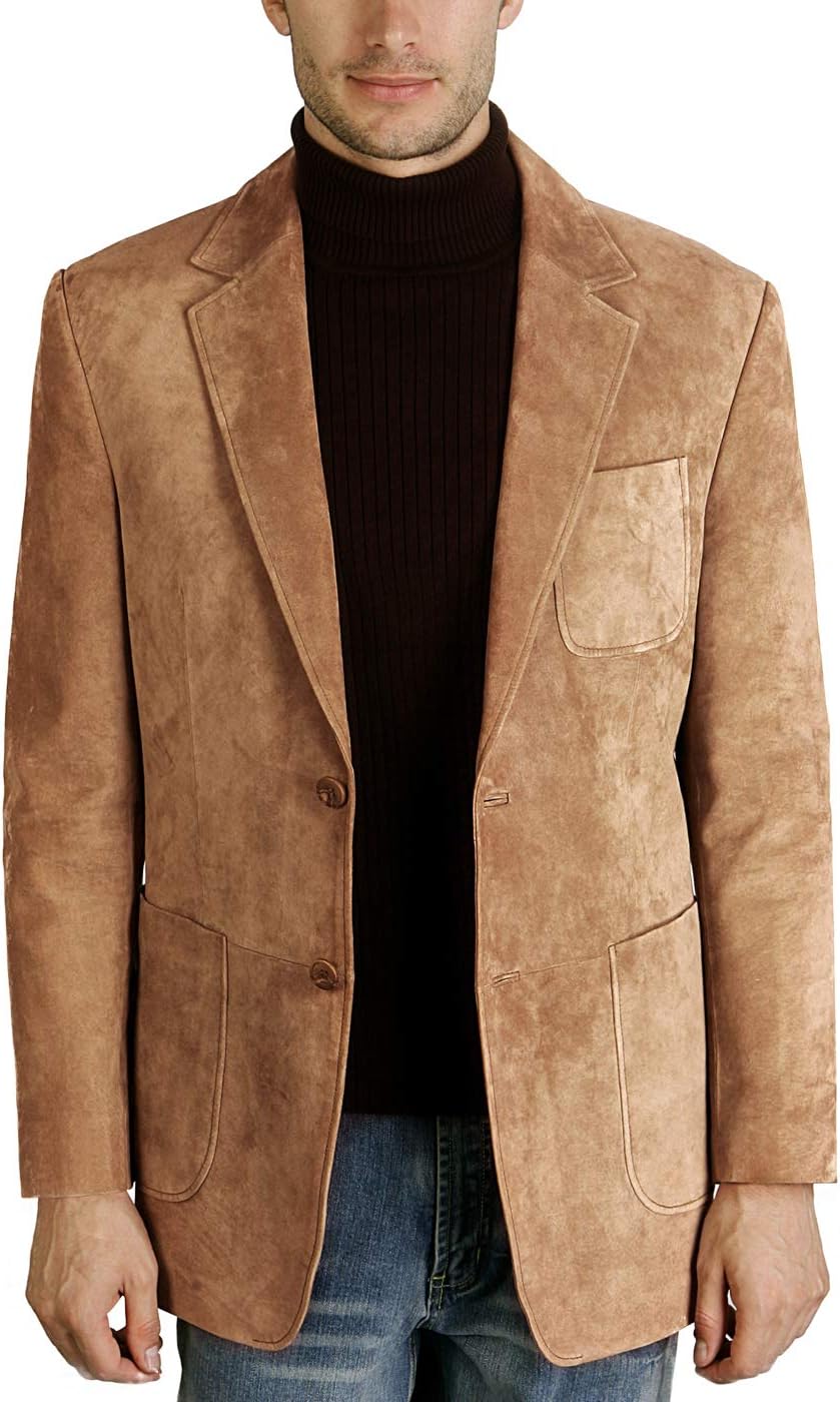 BGSD Men Steve 2-Button Suede Leather Blazer Sport Coat Jacket (Also available in Big and Tall and Short)