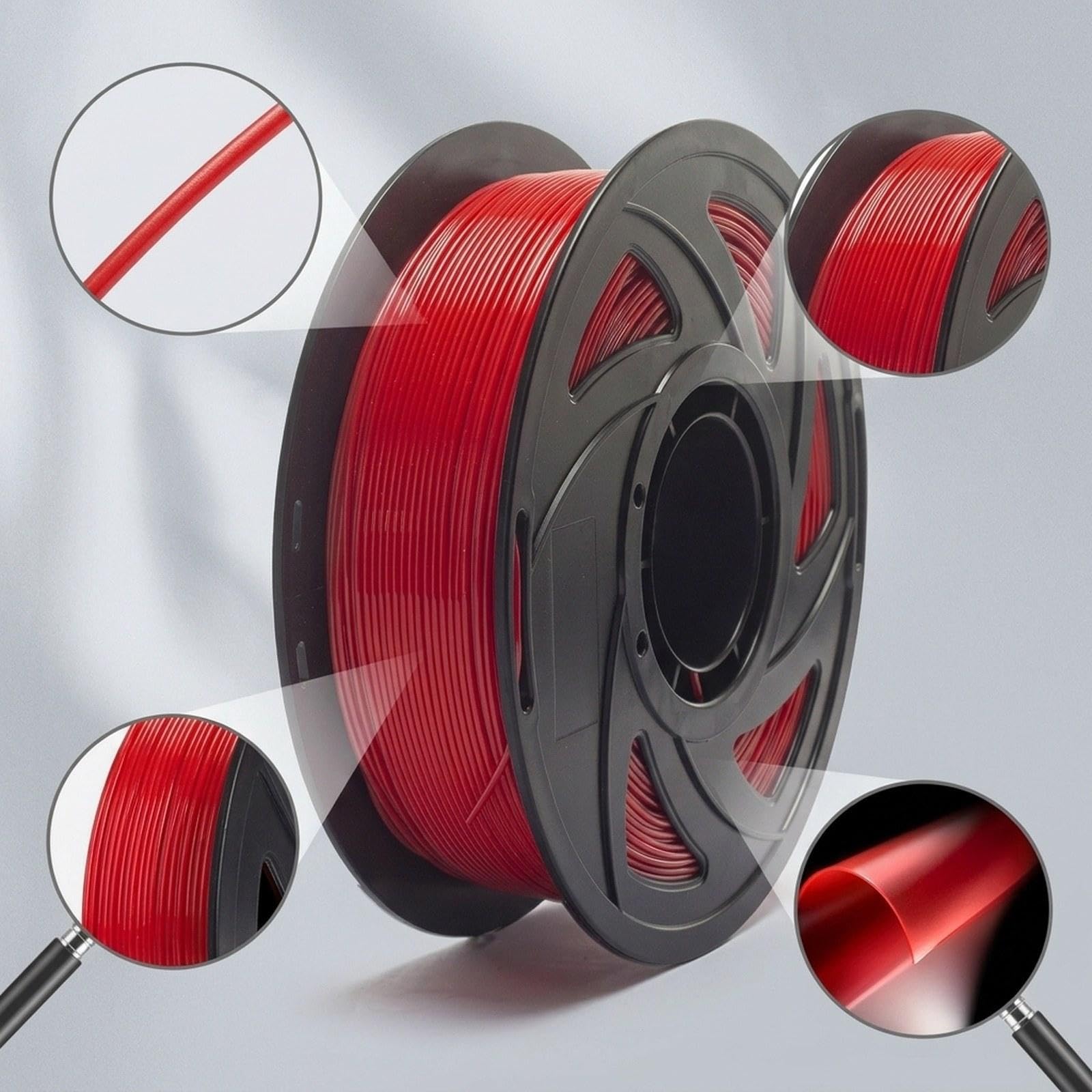 Filamento para Impresora 3D, Resistente, Accesorios Profesionales, Suministros, Resistente al Desgaste, Alta precisión, sin, Rojo