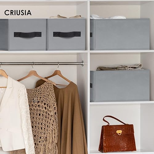 Miniatura 4 de Criusia Cestas de almacenamiento grandes para organizar, paquete de 8 cubos de almacenamiento de tela para ropa, organizadores de armario del hogar