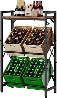 Aibiju Getränkekistenregal mit Ablage für 4 Kisten，32D x 70W x 116H cm Freistehend Kistenständer, Getränkeregal Wasserkistenregal, Bierkistenregal für Wohnzimmer, Küche, Weinkelle, YD-YLJ005H