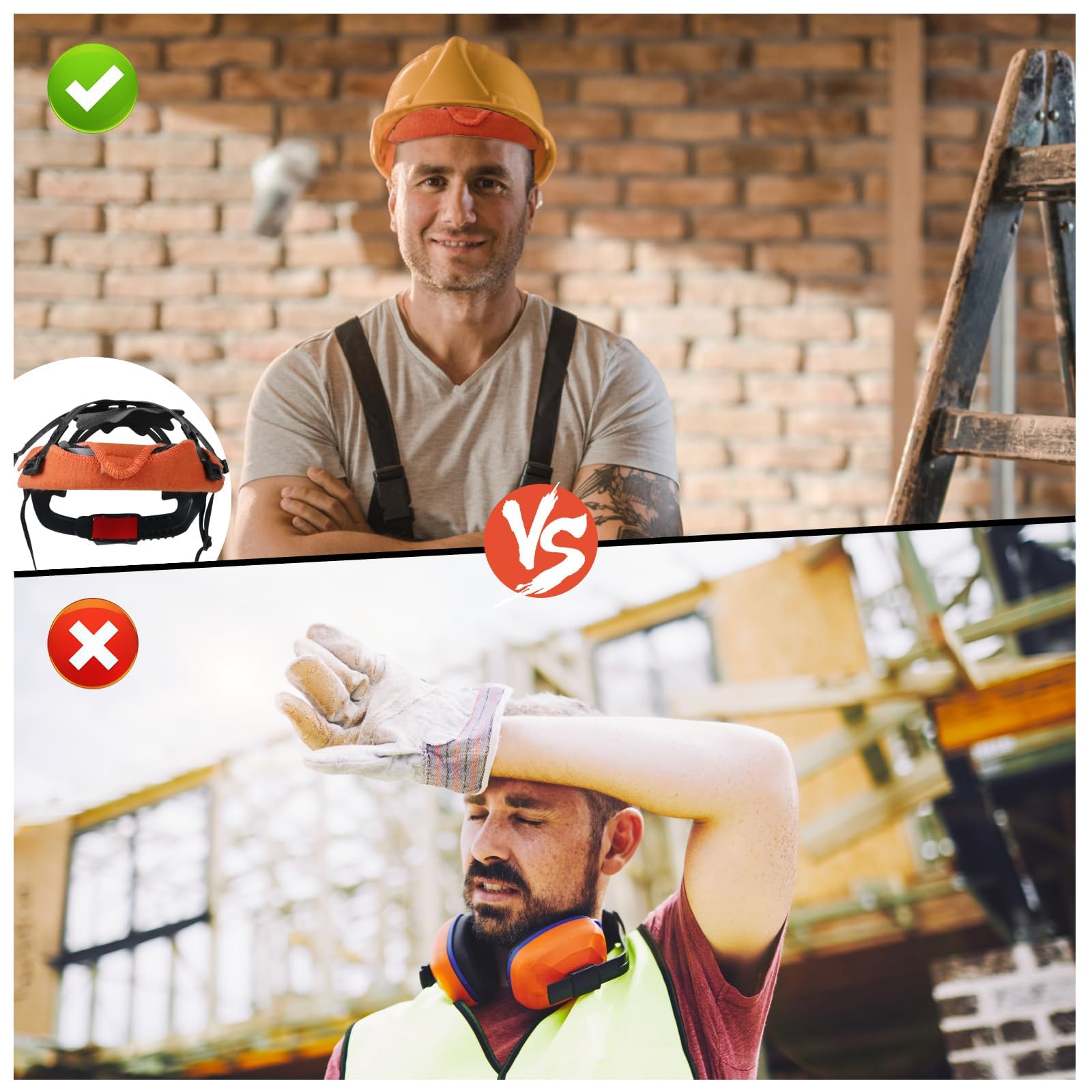 10 Bandas de Sudor Lavables y Reutilizables para Sombreros Duros, Forro de algodón de Repuesto para Cascos Duros, Cascos, Almohadillas, Accesorios para Cascos Duros
