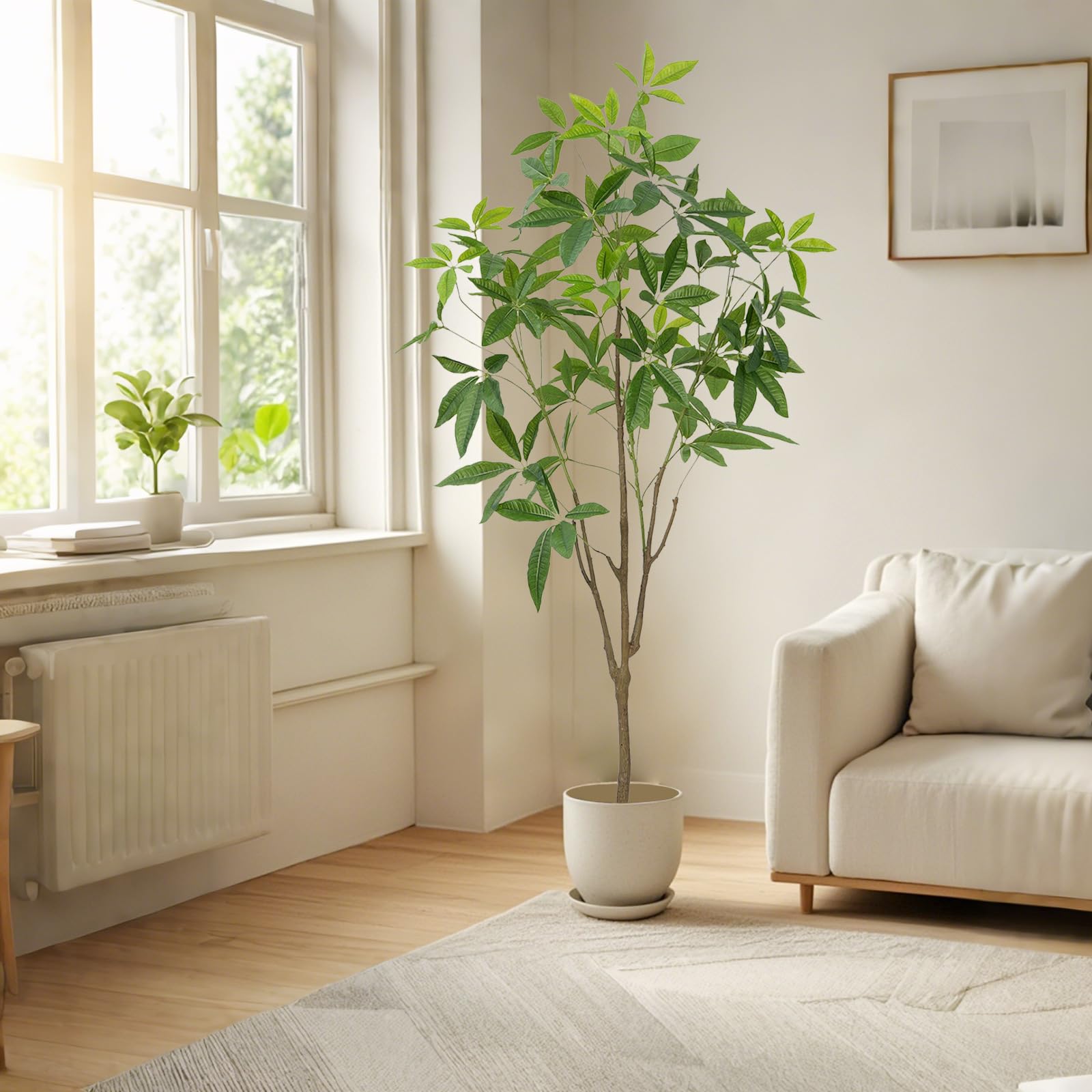 Zstar Grand Arbre d'argent Artificiel en Pot avec Branches de Feuillage réalistes - Décoration Moderne - pour Bureau, Maison, intérieur et extérieur - 180 cm