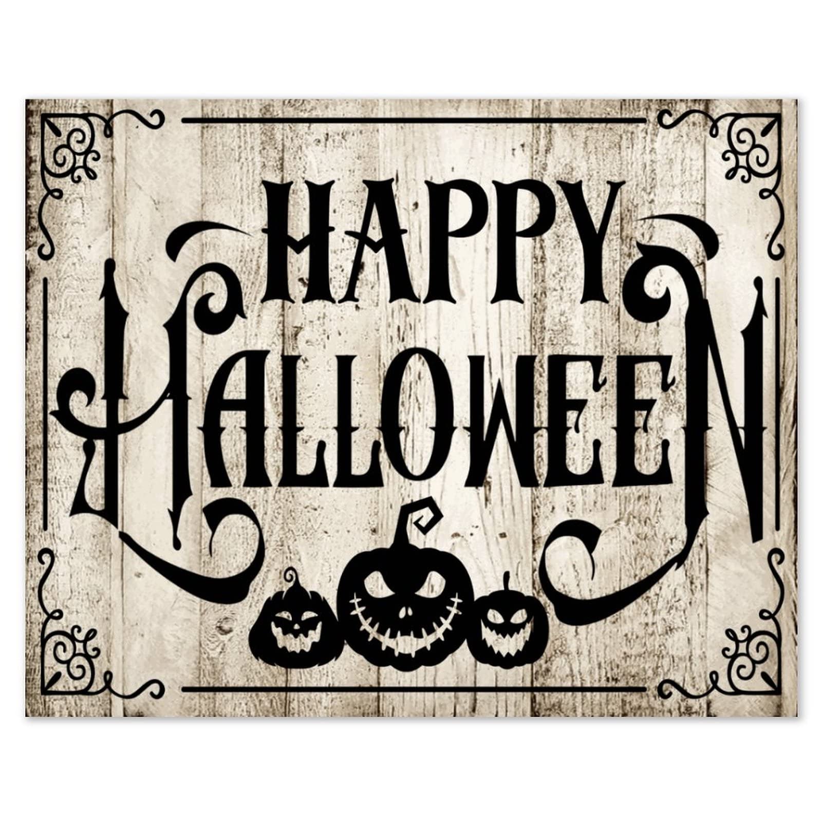 Plaque murale Happy Halloween en bois 40x50 cm pour salon