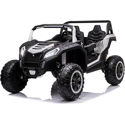 NEWQIDA XXXL 24V Kids Electric Car Ride on Toys for Big Kids Side by Side UTV with EVA Tires 2 Seater Ride On Car with Remote Control, Max 220lbs Load, Up to 5.6 MPH, 4WD 11000rmp Power Motors, White