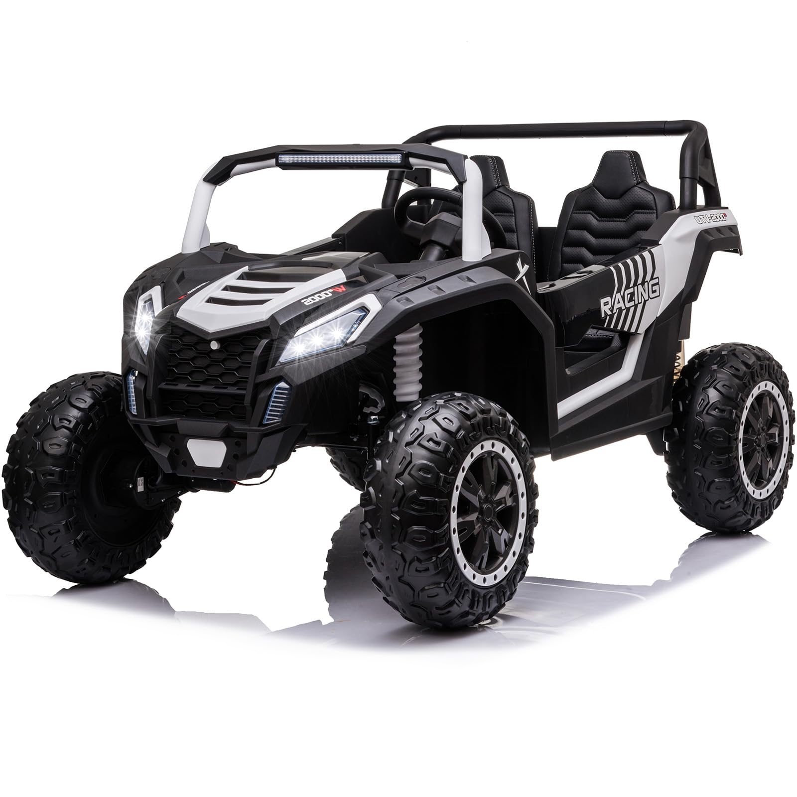 NEWQIDA XXXL 2 Seater 24V Ride On Toys 4x200W Kids Side by Side UTV, White