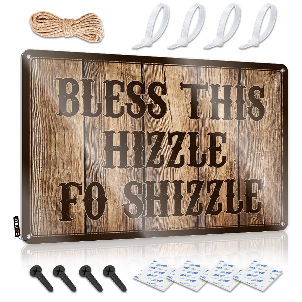 Funny Vintage Signs Best Ready To Hang - Bless This Hizzle Fo Shizzle Reusable For Shed(20X30CM)