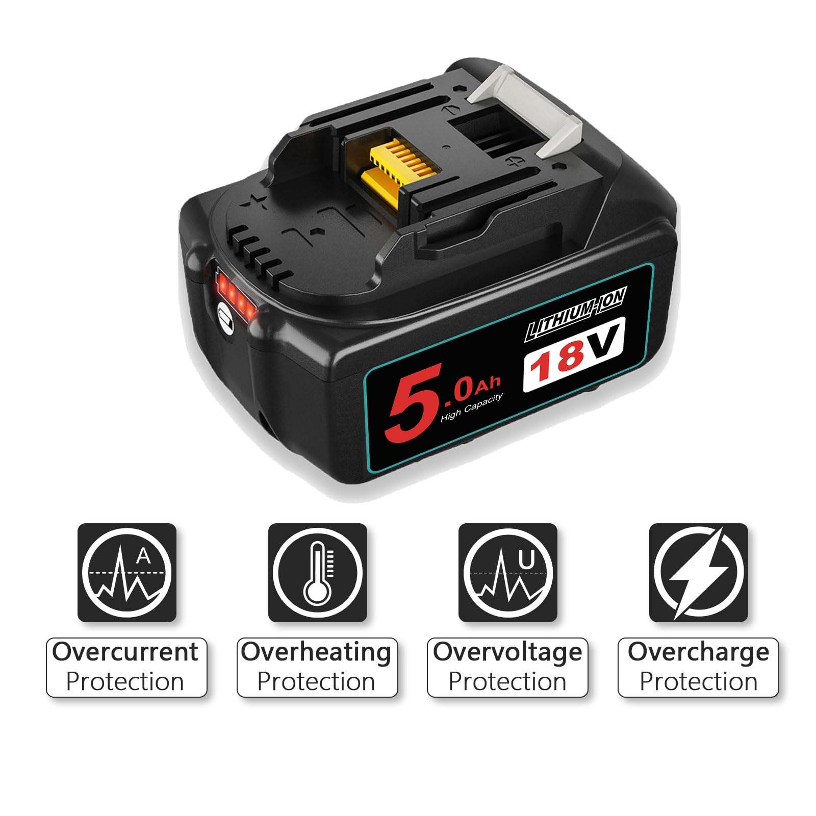 2 pezzi Goodexo 18V batteria di ricambio per batteria 18V BL1850B BL1850 BL1860B BL1860 BL1840 BL1830 BL1820 BL1020B BL1815 LXT400 per batteria 18V