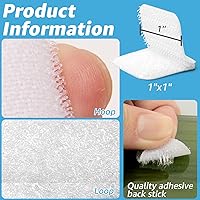 Vista 56 de Art3d - 48 juegos de cinta adhesiva de velcro de 3 pulgadas x 1 pulgada, tira adhesiva de doble cara, resistente, color blanco