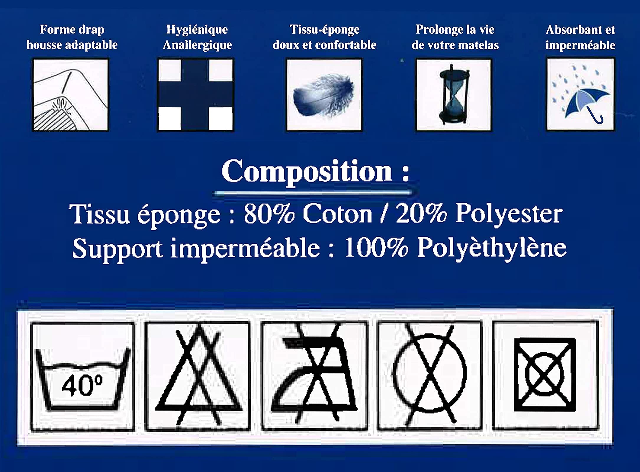 Set di 2 proteggi materasso impermeabile, assorbente e antiacaro, 90 x 190 cm