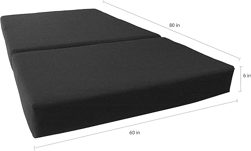 Miniatura 2 de D&D Futon Furniture - Cama de espuma triple plegable, colchón otomano plegable (negro, tamaño Queen (6 x 60 x 80)