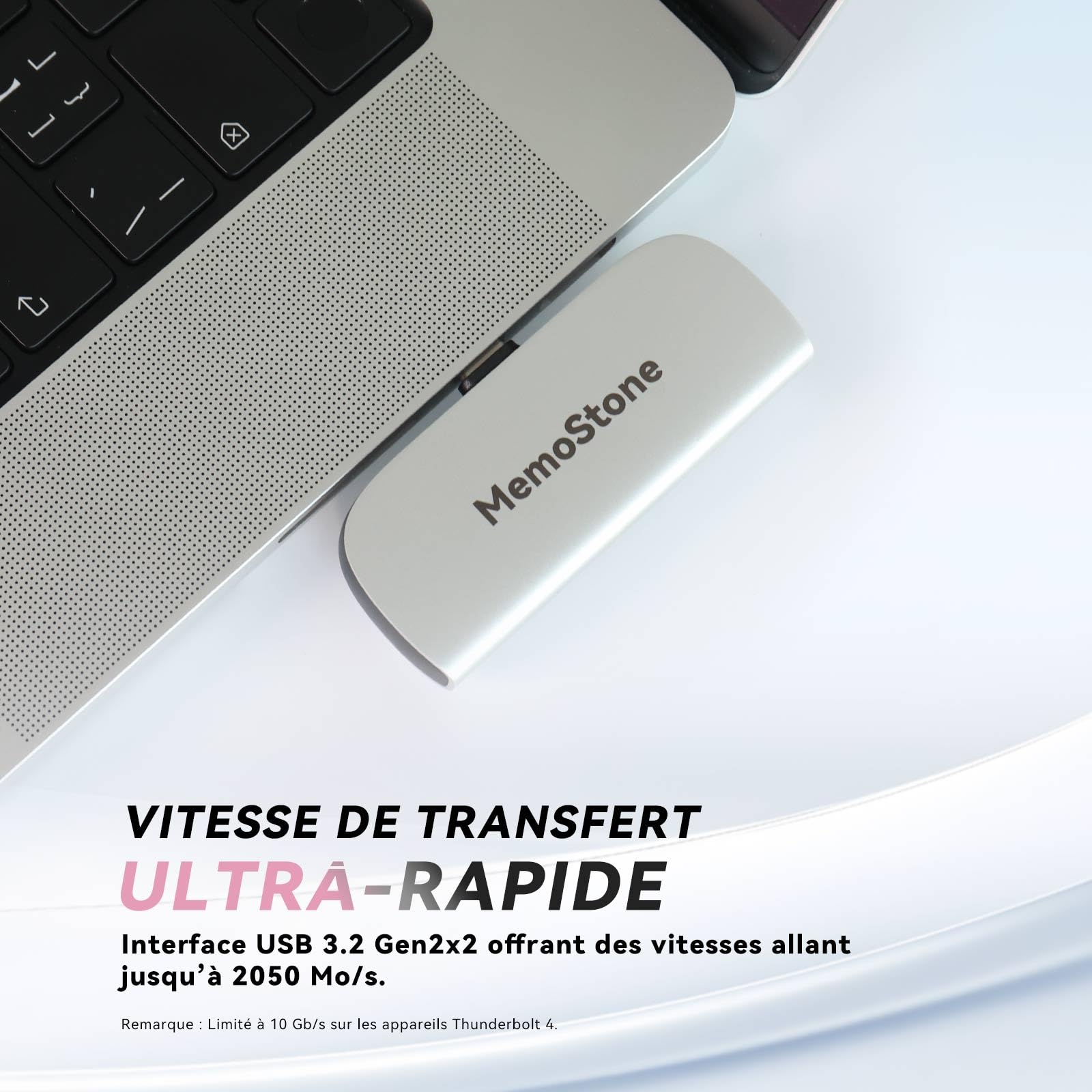 KingSpec MemoStone 1To Disque Dur SSD Externe Portable USB-C 2000 Mo/s, Haut débit avec Interface USB 3.2 Gen2x2 20 Go/s, Compatible avec Apple iPhones/tablettes/Ordinateurs Portables