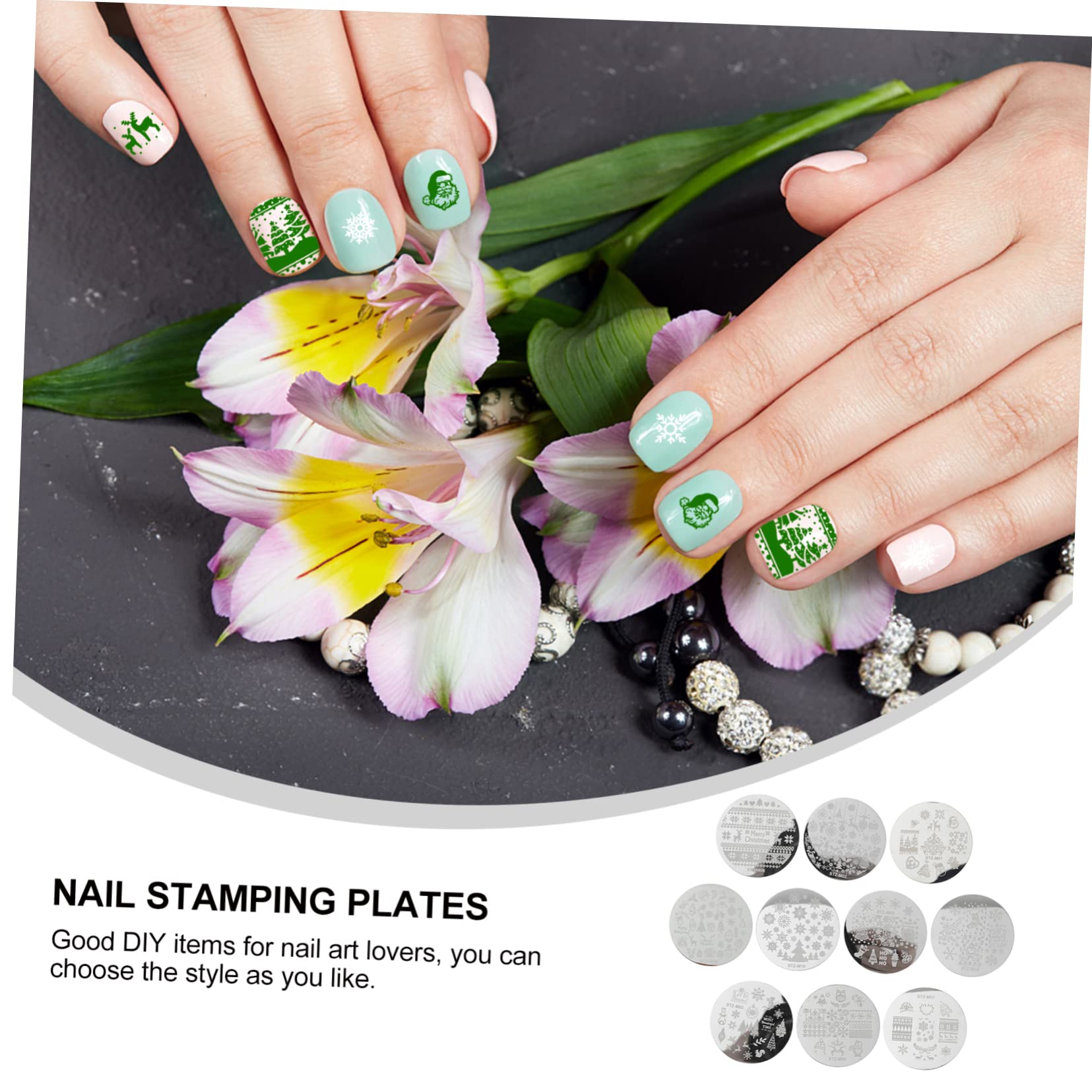Healvian 30fogli Piastrine Natalizie Per Stamping Unghie Strumenti Per Nail Art Stile Misto Decorazioni Per Manicure e Pedicure Design Profondi e Duraturi