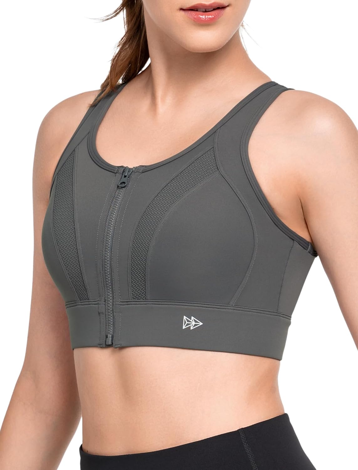 Yvette Zip Front Sports Bras for Women High Impact Supportive Large Bust Bras for Running - Image 3