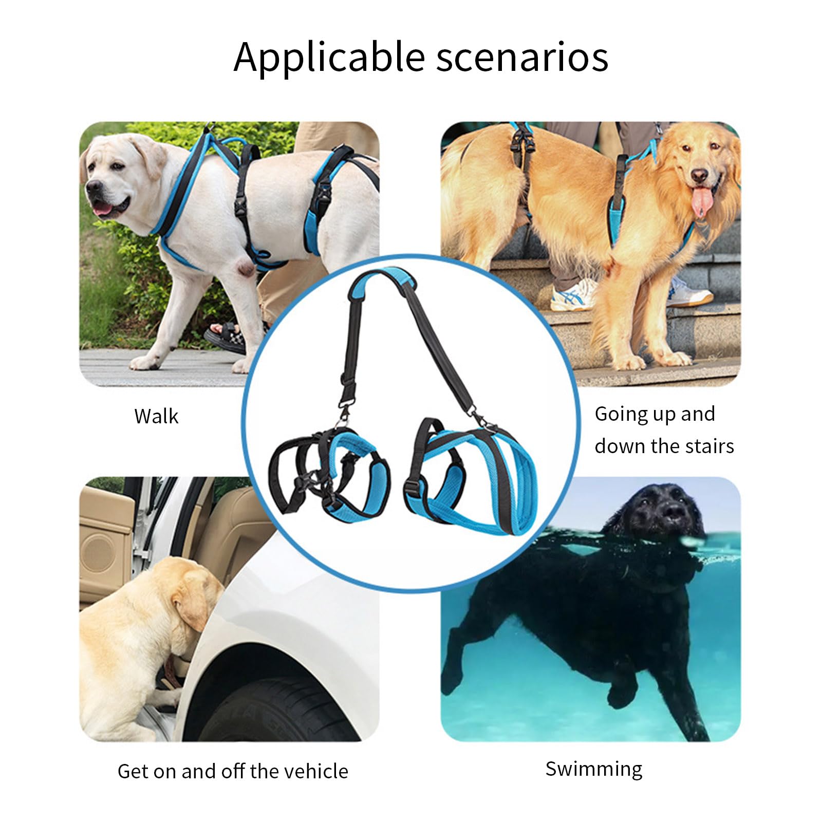 Cinturón de perro de instalación rápida para caninos mayores, cómodo arnés de rehabilitación de poliéster acolchado para rehabilitación de mascotas mayores