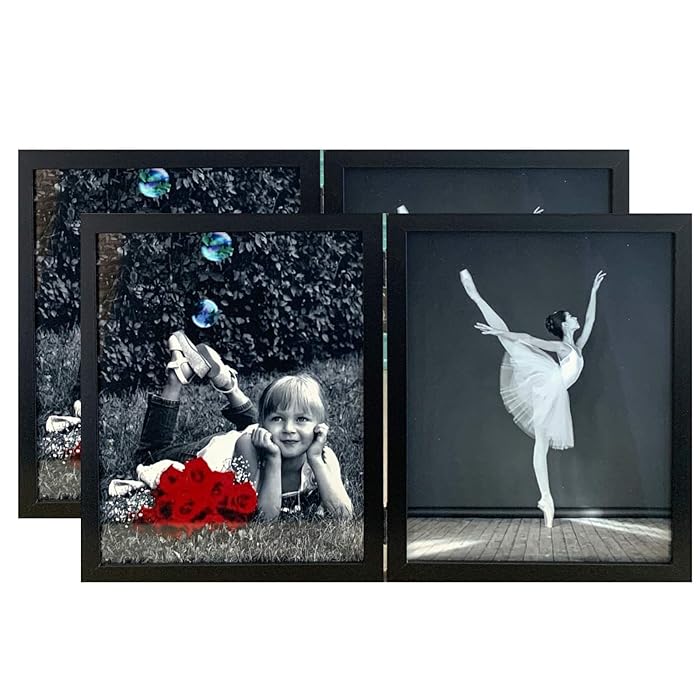 Buy 8x10 Black Folding Dual Picture Wood Photo Frames (2Pack) with HIGH Definition Glass