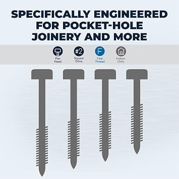 Kreg Zinc Pocket-Hole Screws - SPS-F125-100 - 1-1/4-Inch - Fine Thread - Pan Head - Indoor - 100 Count