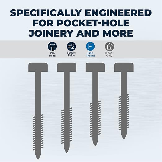 Kreg Zinc Pocket-Hole Screws - SPS-F125-100 - 1-1/4 pulgadas - Hilo fino - Cabeza Pan - Interior - Pack de 100 miniatura 3