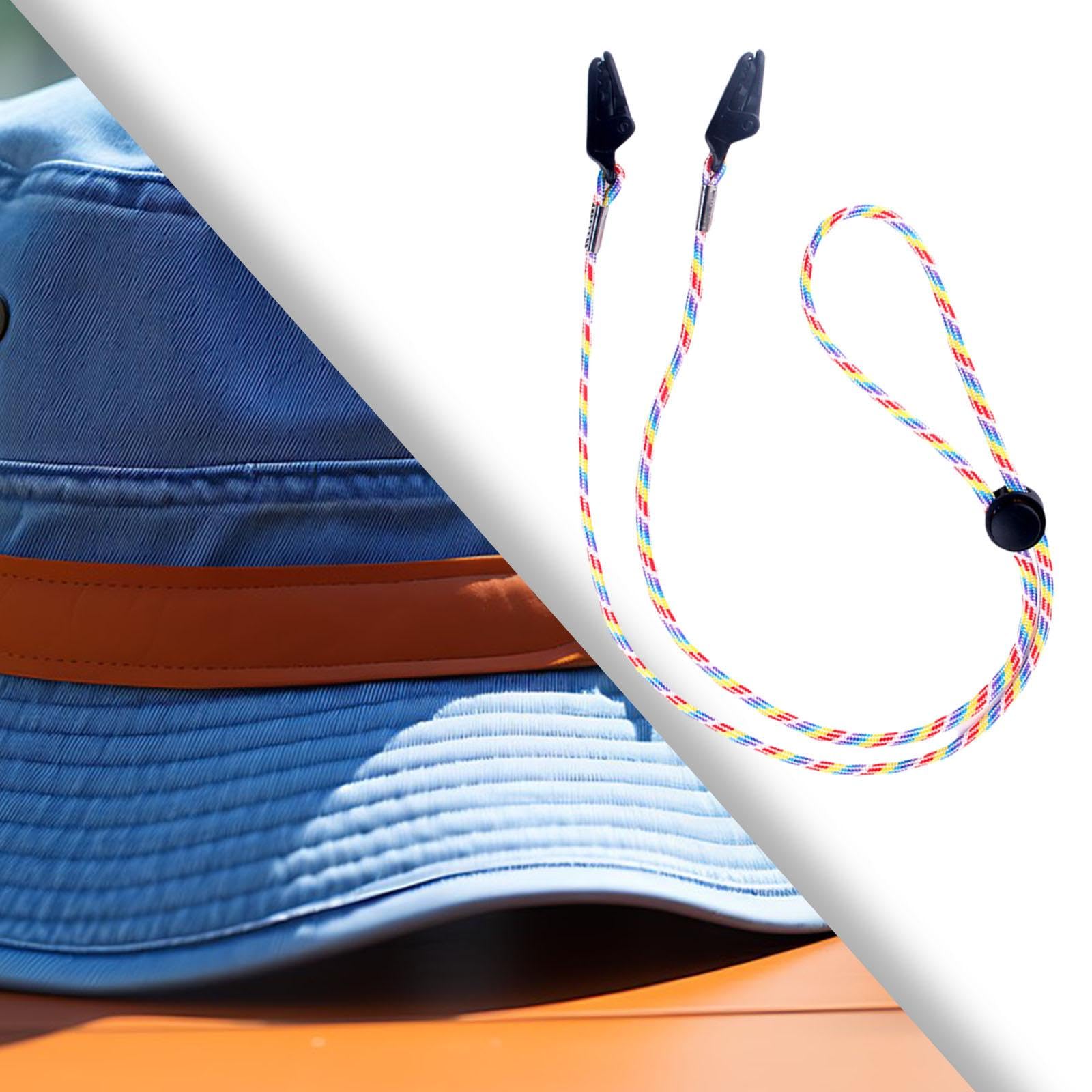 jojomis 2x Adjustable Hat Strap Clips with Chin Cord, Windproof Hat Retainers for Sun Hats, Beach, Hiking, Boating, Camping, and Sailing