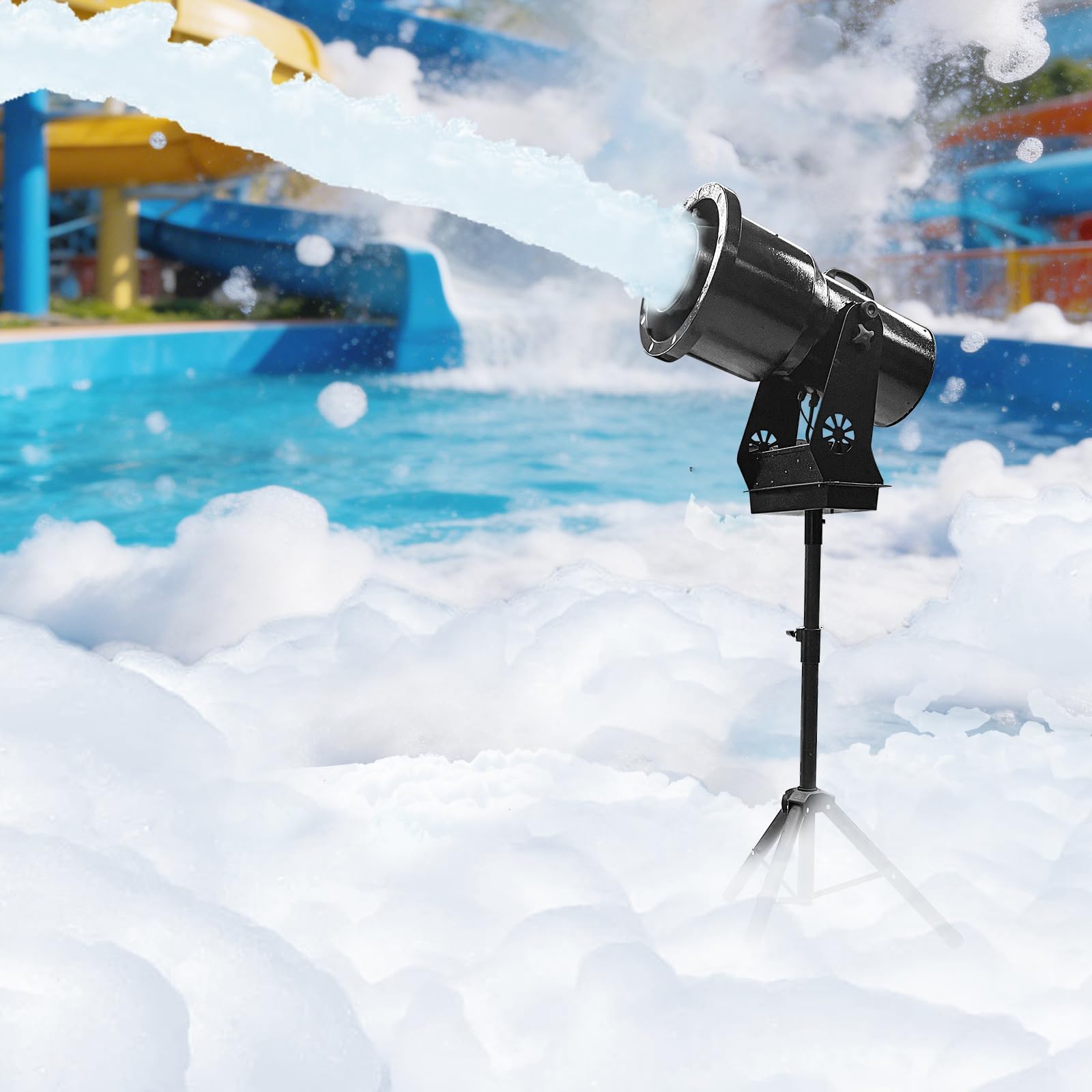 Foam Machine for Party with Fully Automatic Head Swing & Adjustable Height, Party Foam Machine with 9 LED Lights, Foam Cannon for Garden, Pool, Indoor, Birthdays, Celebrations, and Backyard Events