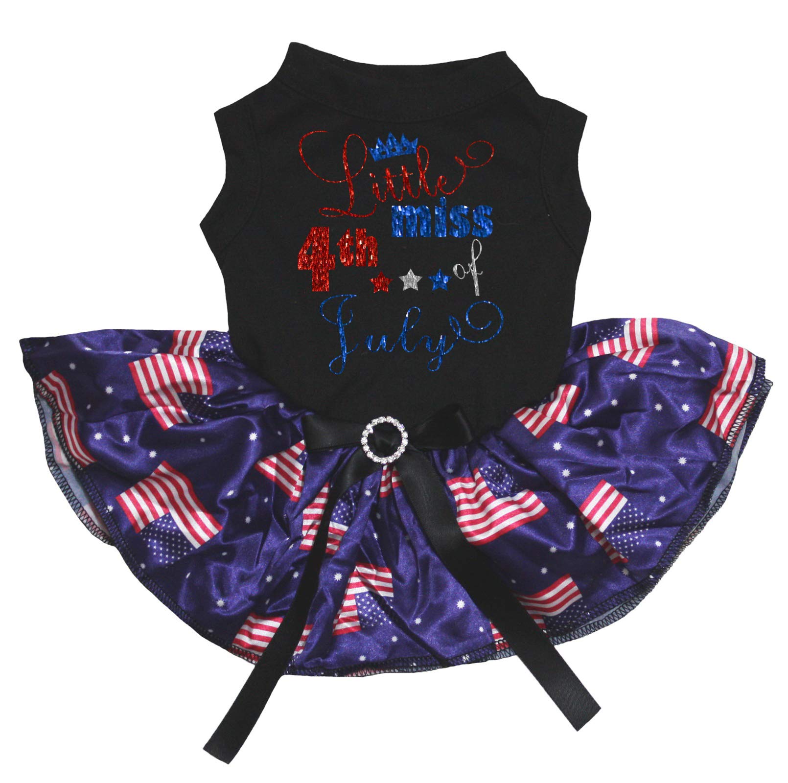 Robe pour chiot 4 juillet Little Miss noire XXL motif drapeau américain