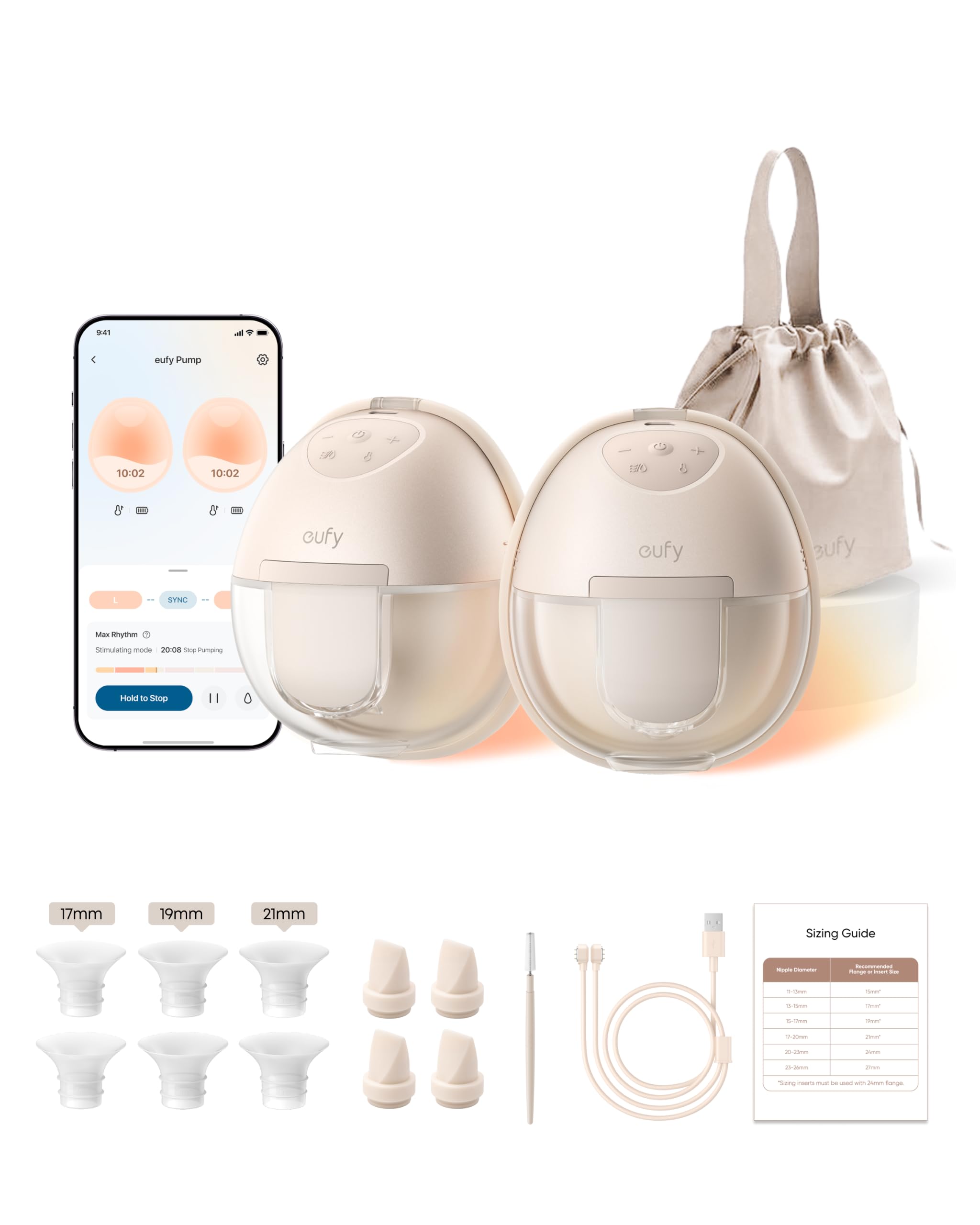 eufy Security Heated Wearable Breast Pump S1, HeatFlow, Hands-Free | HeatFlow, App DIY Rhythm, Powerful 300mmHg, 30% More Output, 46dB Quiet, BPA-Free