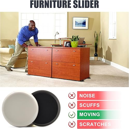 Miniatura 5 de Deslizadores de muebles, 8 piezas de 3 12 pulgadas deslizadores de muebles para suelos de madera dura, patas de silla, protectores de pisos,