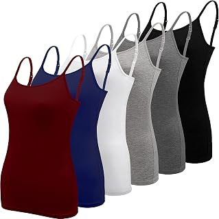 BQTQ 6-Pack Women's Adjustable Spaghetti Strap Camisole Tank Tops Undershirts - Soft Viscose Spandex Multi-Color
