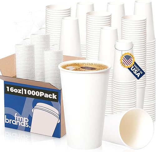 Miniatura 10 de Fit Meal Prep Paquete de 500 tazas de café de papel desechables de 10 onzas, tazas blancas calientes de primera calidad para bebidas calientesfrías,