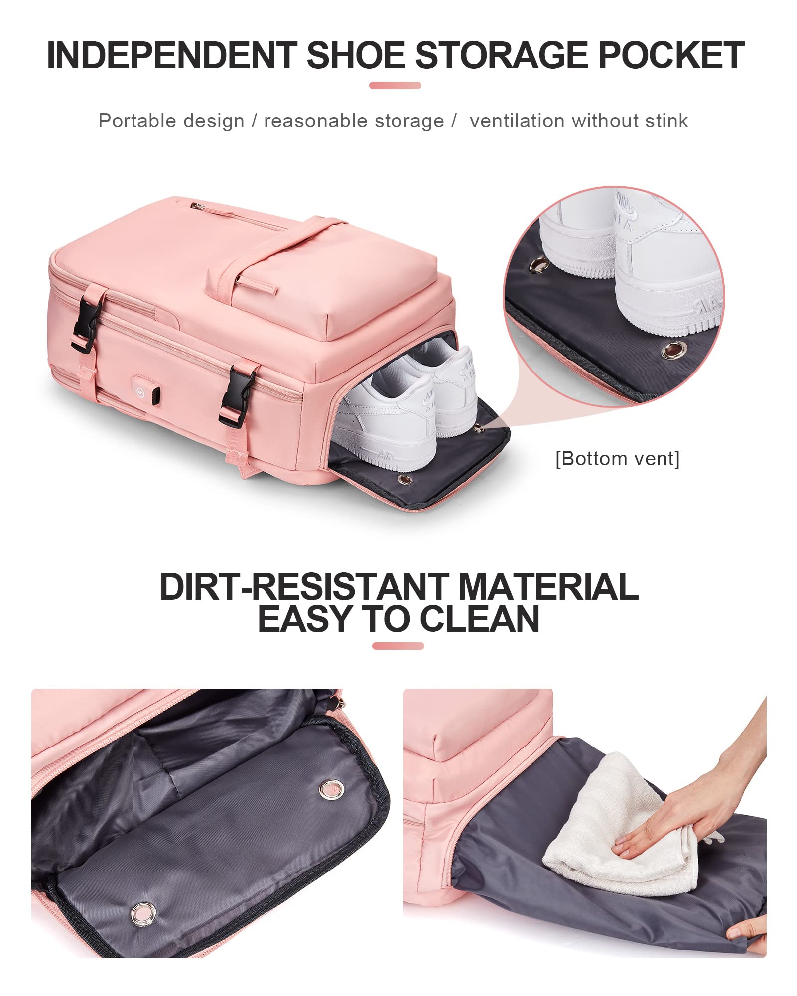 Zaino da Viaggio per Easyjet 45x36x20 Bagaglio a Mano Zaino Borse da Cabina per Ryanair Il Sedile Zaino Aereo Bagaglio a Mano Donna Borsa Cabina Viaggio Zaino Travel Viaggio Casual Daypack,A2 rosa
