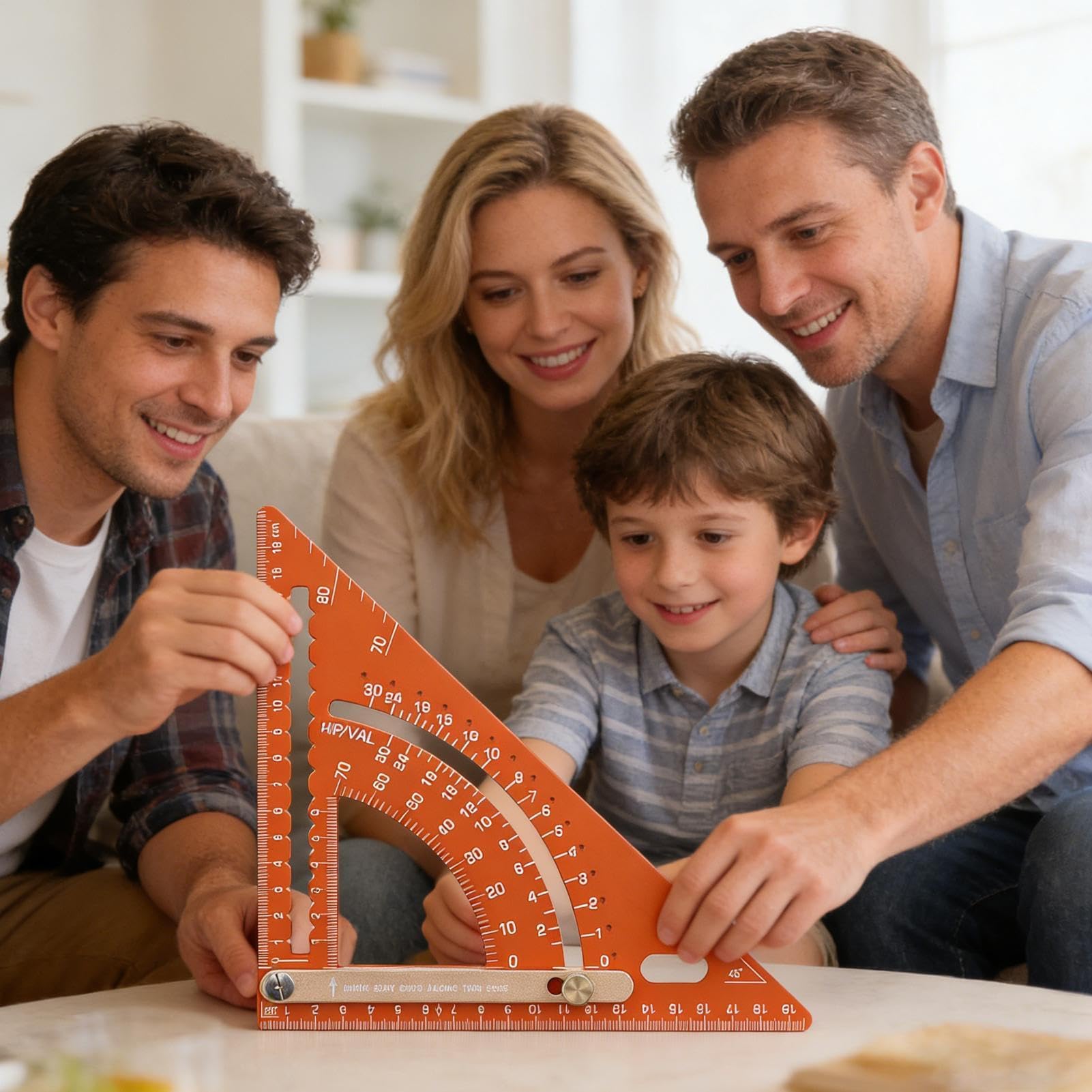 Escuadra de Carpintero - Regla Triangular para carpintería, Regla de construcción, Velocidad Ajustable para Trabajos en Madera, aleación de Aluminio métrica para Hombres
