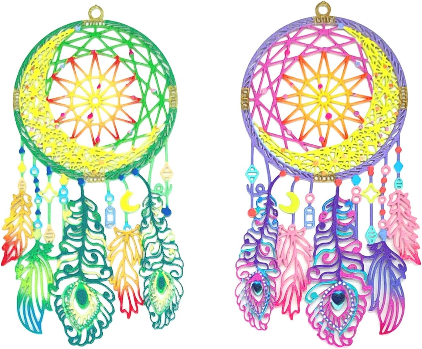 16pcs Colorful Dreamcatcher Charms Multicolor Hollow Dream Catcher Filigree Pendants for Earrings Jewelry Bookmark Hanging Decoration Accessories
