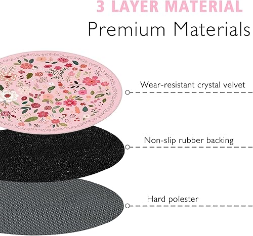 Miniatura 25 de Tapete para silla de oficina para suelo de madera dura, 47 x 47 pulgadas, alfombras redondas para sillas rodantes para oficina, computadora, Flor