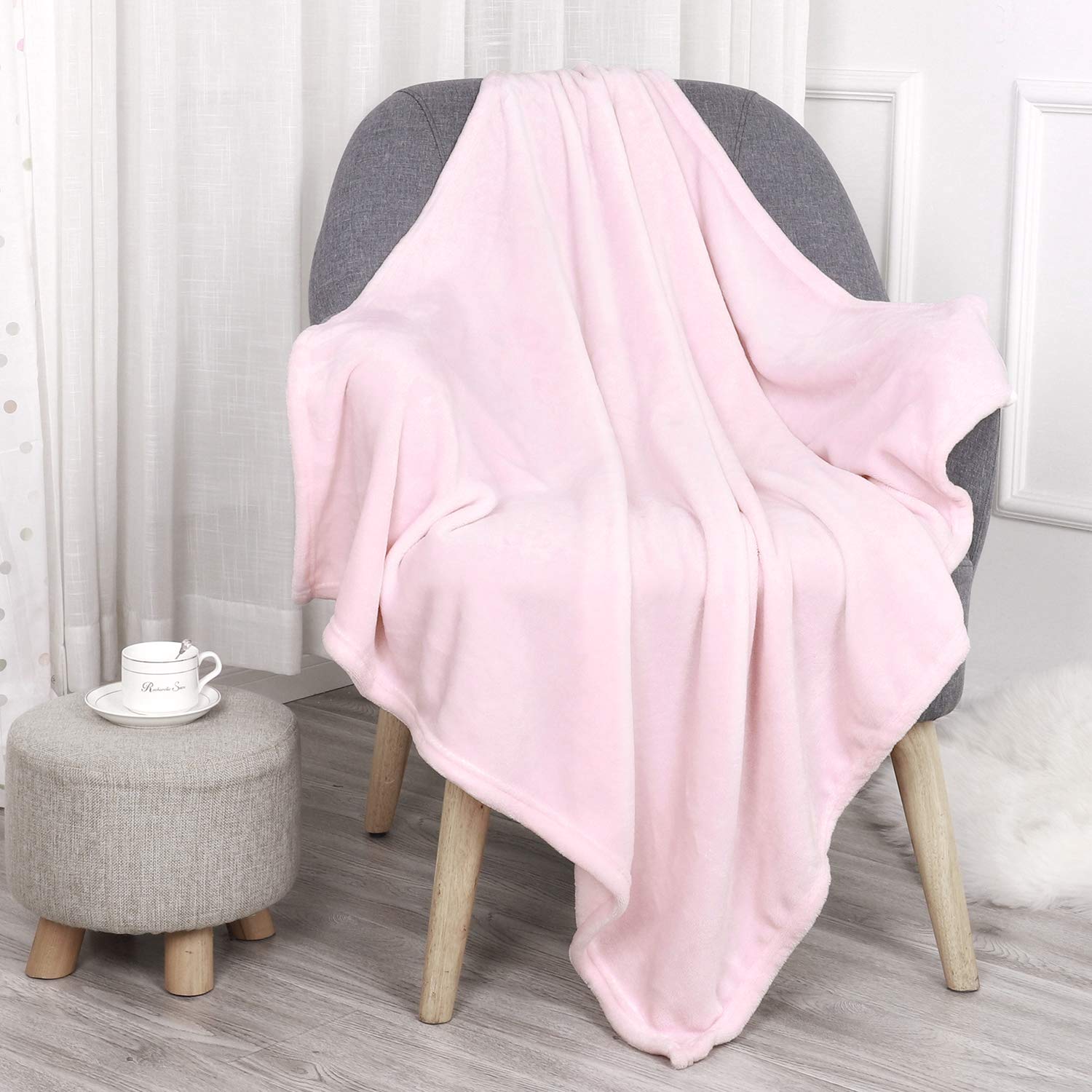 TILLYOU Manta de franela para niños, cálida y acogedora manta de bebé para niños y niñas, manta ligera y suave para ropa de cama, cuna, cochecito, 40 x 50 pulgadas, rosa