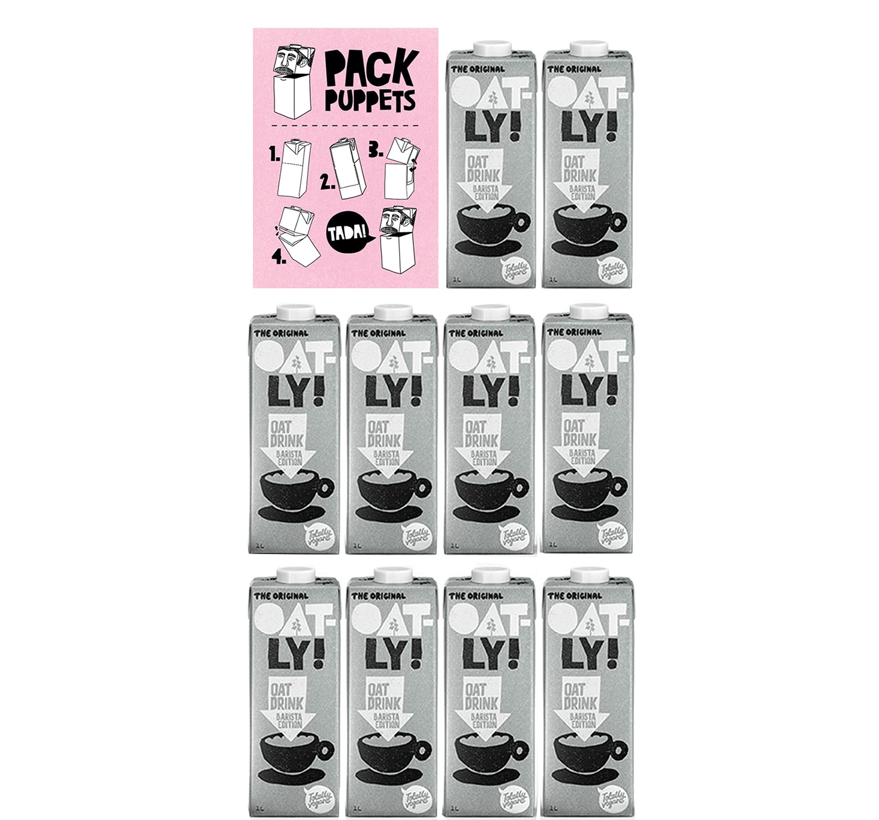 OATLYLimited Edition Pack Puppets Bundle - Oatly Barista Edition 1 Litre (5 Pack) – Totally Vegan – Dairy Free Oat Milk