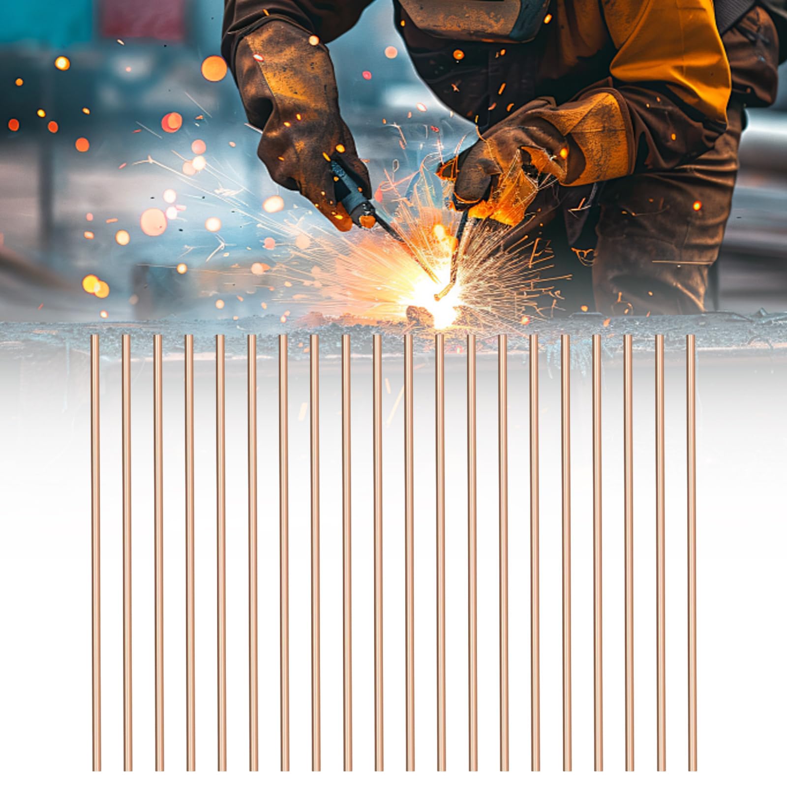 Lot de 50 tiges de brasage professionnelles avec revêtement de flux pour soudage efficace sur moteurs et instruments de soudure en bronze