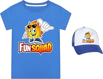 Boys Girls Fun Squad Merch T Shirt and Snapback Cap Cotton Tshirt Kids Hat Short Sleeve Unisex Birthday Clothes Gift for Child