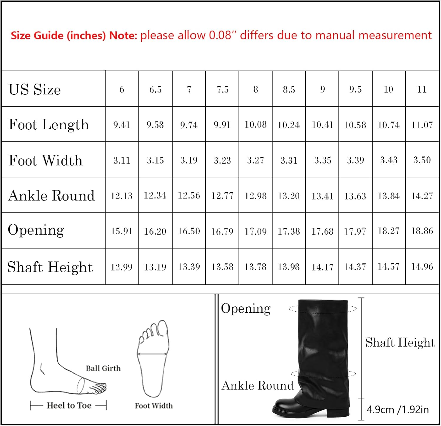 Modatope Fold Over Boots Women Knee High Boots Low Block Heel Slouchy Tall Boots Zipper Square Toe Dress Fall Long Boot for Women - Image 8