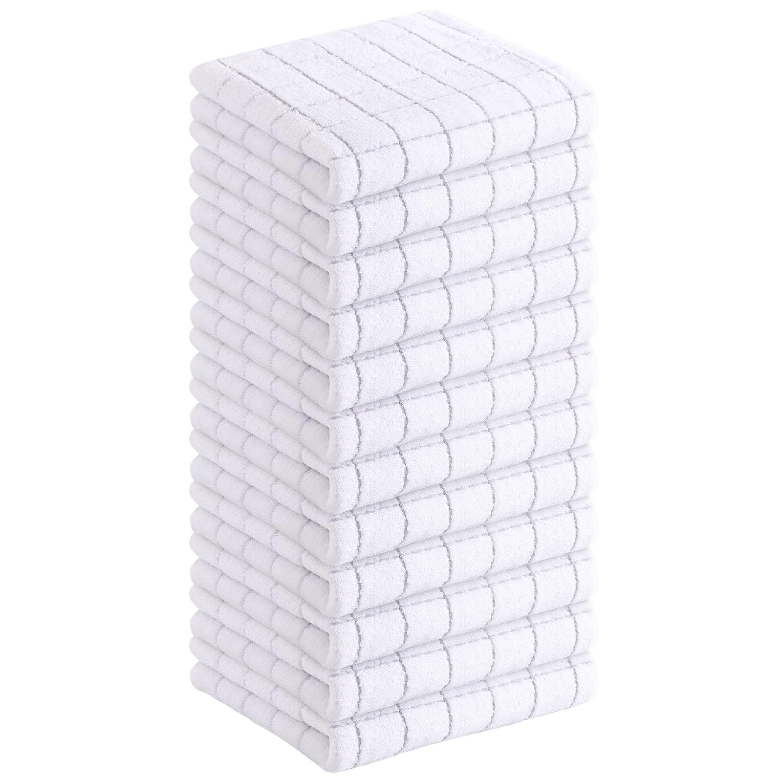 Homaxy 100% Cotton Terry Kitchen Dish Cloths, 12 Pack, White