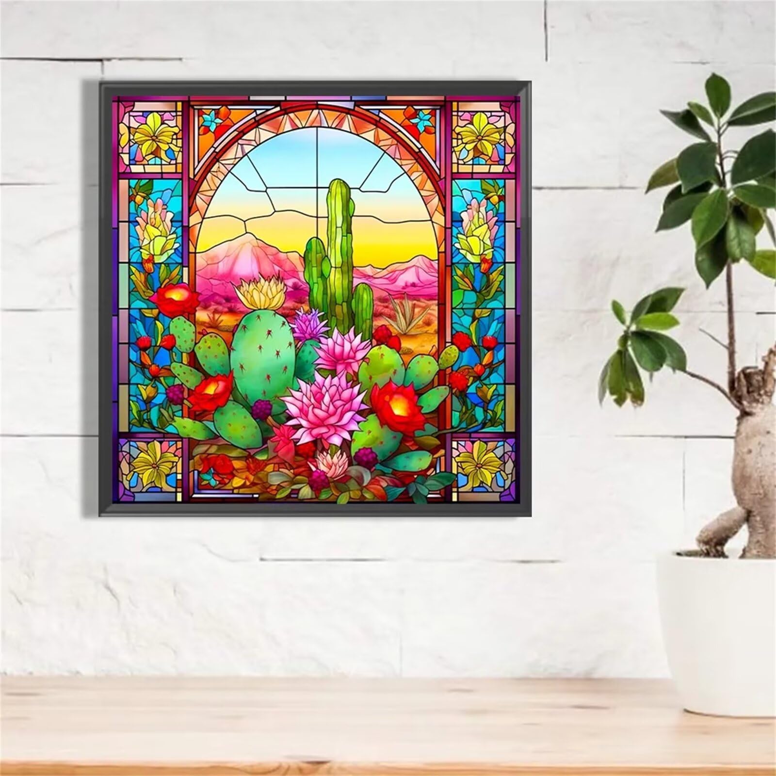Broderie Diamant Cactus Fleurs 100x100cm - Peinture Strass Full - 8