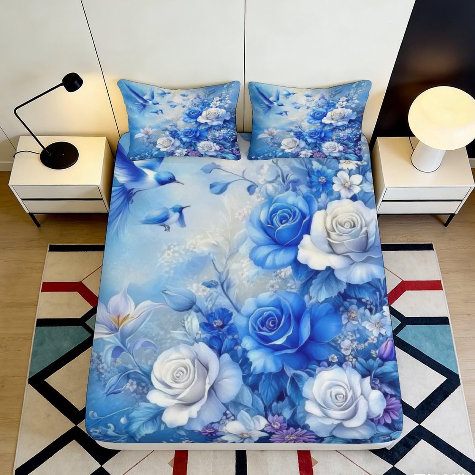 3D Printed Cartoon Cow Fitted Sheet Microfiber Non-Slip Deep Pocket Animal Mattress Fitted Cover Bedroom Bedding 140x200x25cm