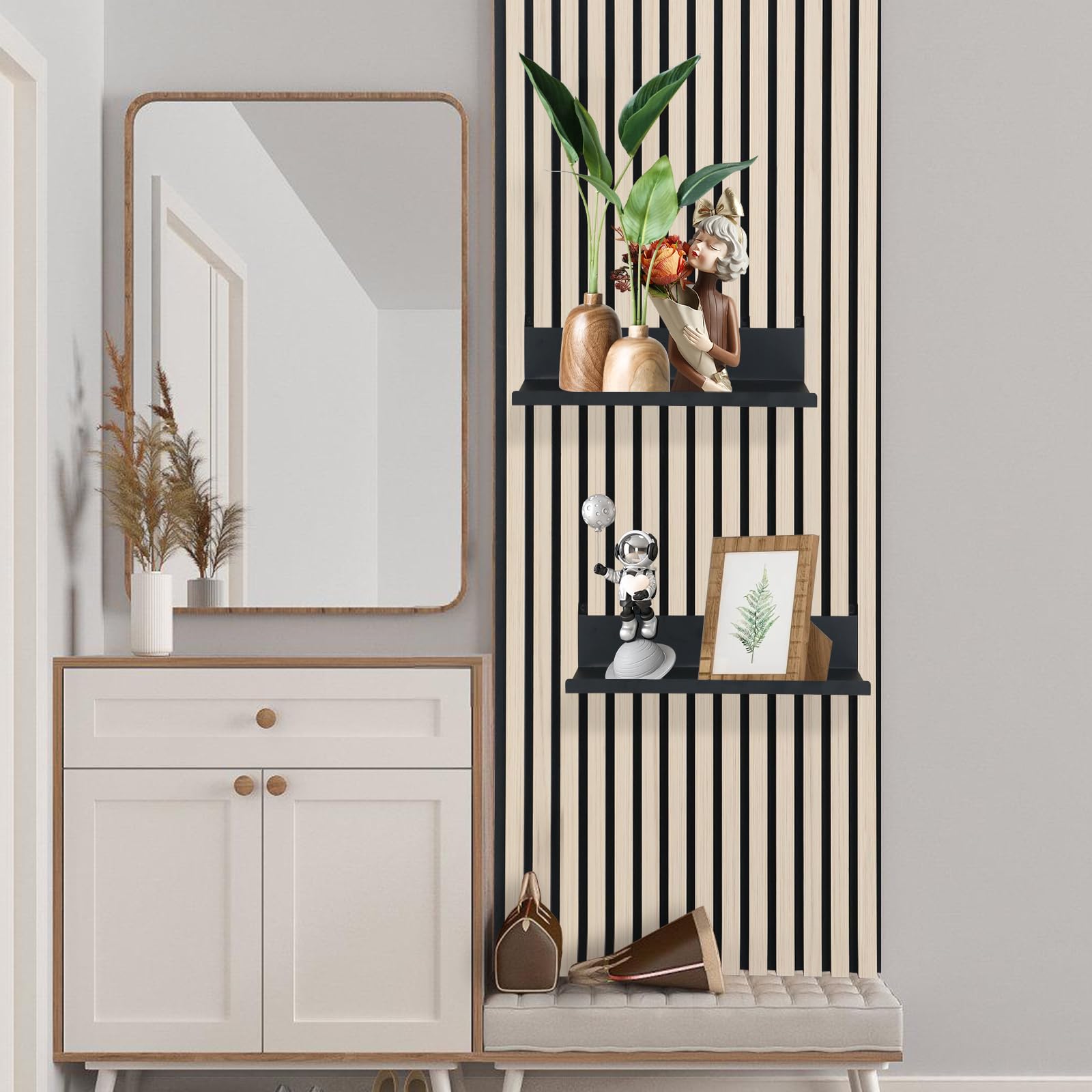 Scaffalatura acustica, colore nero, pannelli acustici, 17,2 x 10 cm, accessori in metallo, pannelli acustici per pannelli acustici, verticali, fai da te per ufficio, cucina (41,2 x 15 cm)