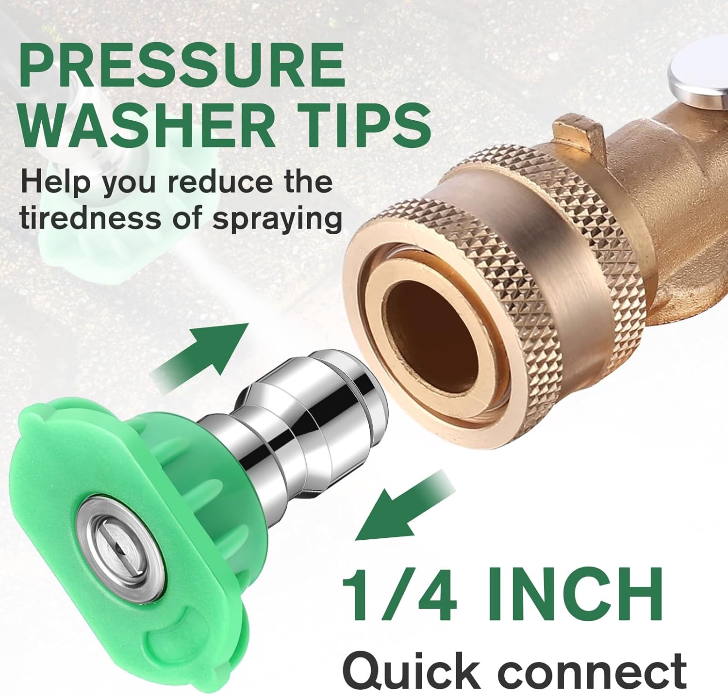 MorningRo 10 Pcs Pressure Washer Nozzle Tips 1/4 Inch Quick Connector 2.5 Gpm 4000 Psi Power Washer Spray Tips Set for Home Car Patio Driveway (Green)