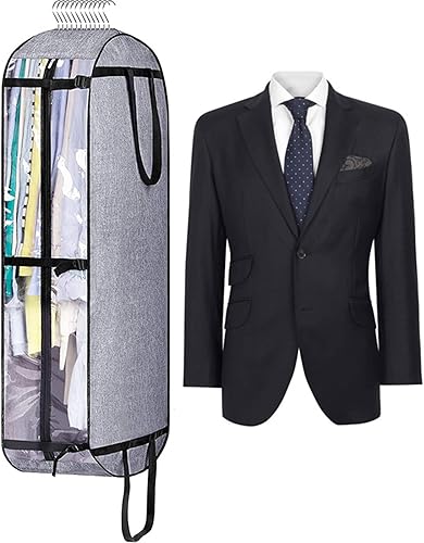 Miniatura 8 de Bolsas de ropa para colgar ropa, cubierta antipolvo de ropa para almacenamiento en armario, protectores de ropa plegables con cremallera completa