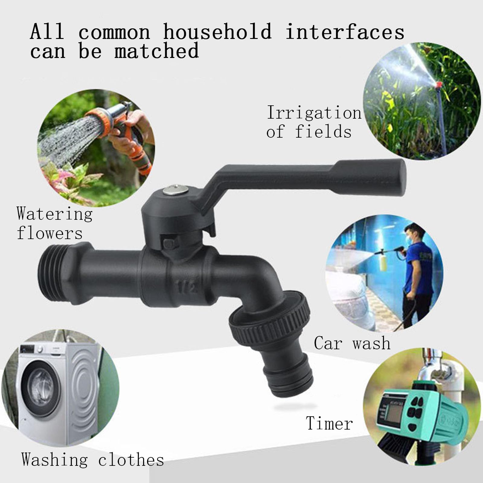 Rubinetto da giardino per esterni, resistente al gelo, con valvola da 1,3 cm, durevole per irrigazione in giardini e cortili