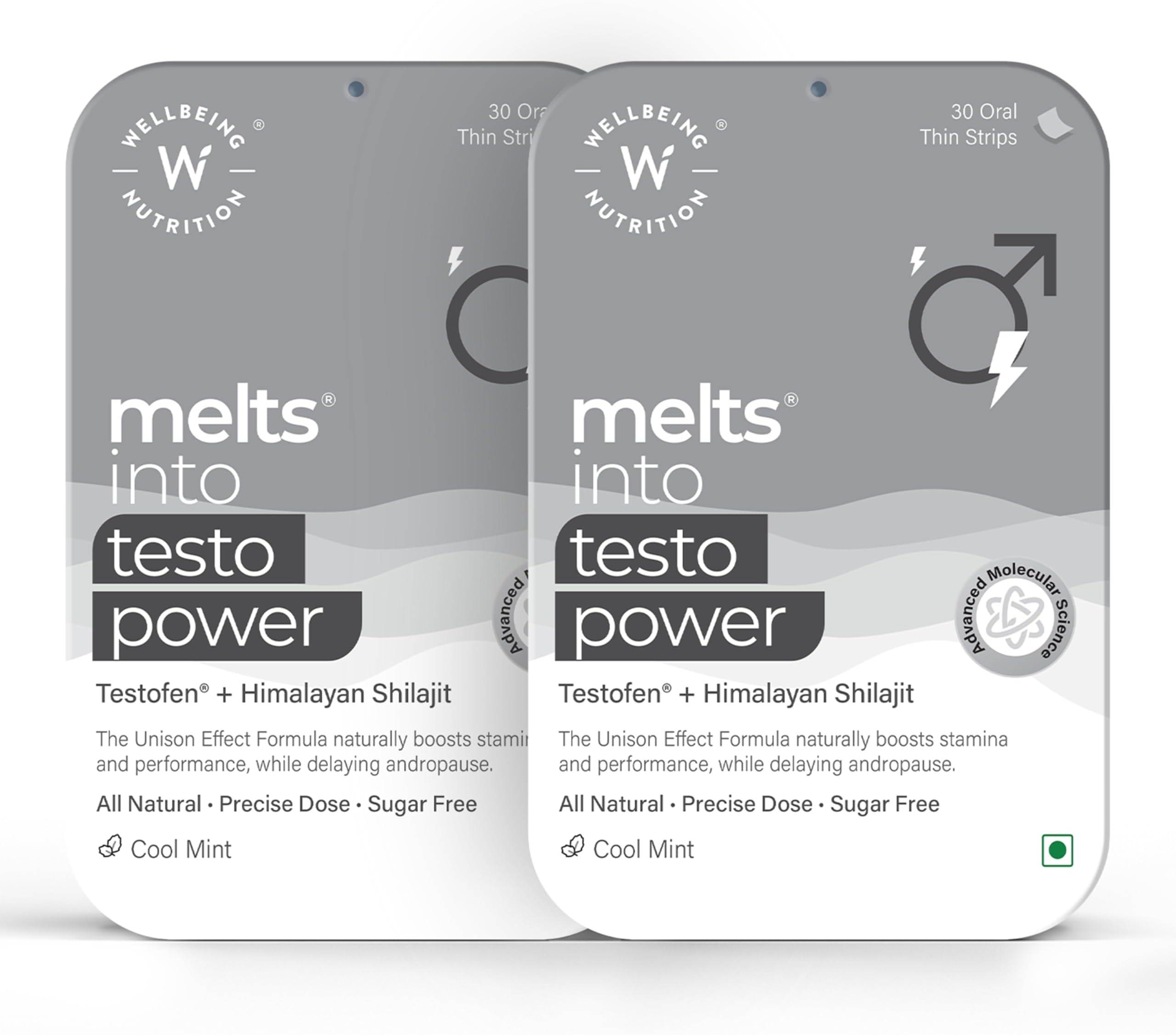 Melts Testo Power | Testofen, Himalayan Shilajit, Ginkgo Biloba | Plant-based | Supports Healthy Testosterone Levels, Performance, Stamina & Energy | 60 Oral Strips.
