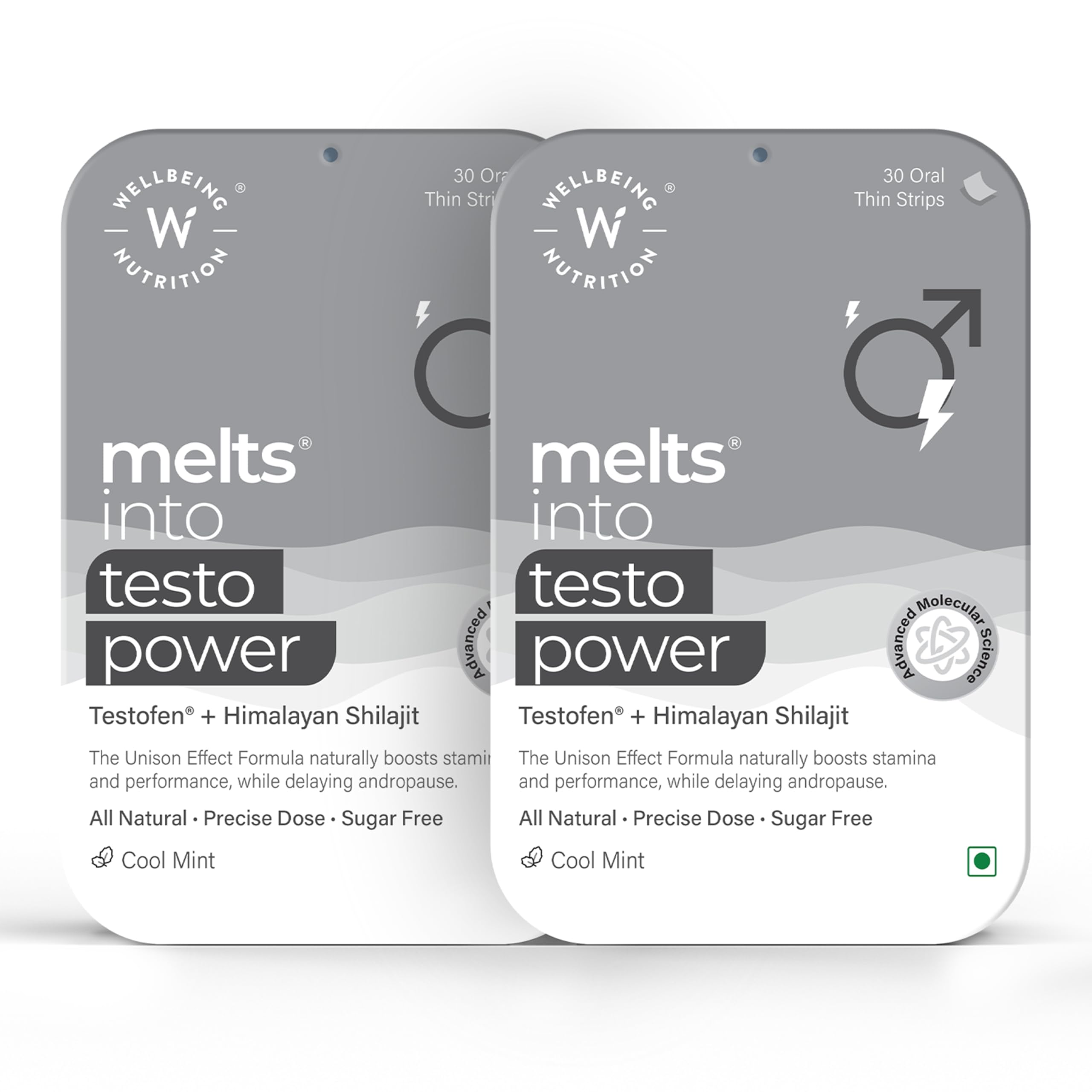 Melts Testo Power | Testofen, Himalayan Shilajit, Ginkgo Biloba | Plant-based | Supports Healthy Testosterone Levels, Performance, Stamina & Energy | 60 Oral Strips.